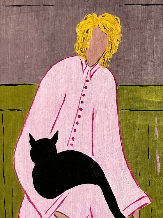 Woman... Cat... Cozy Home...