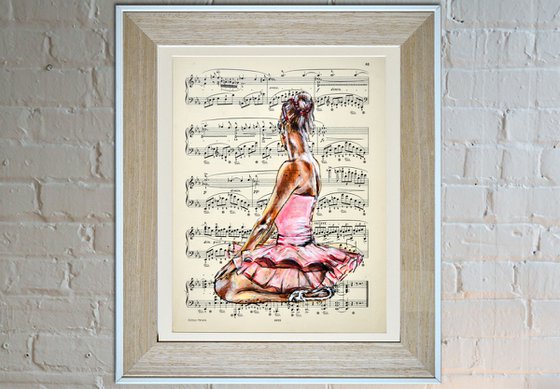 Ballerina L- Vintage Music Page, GIFT idea