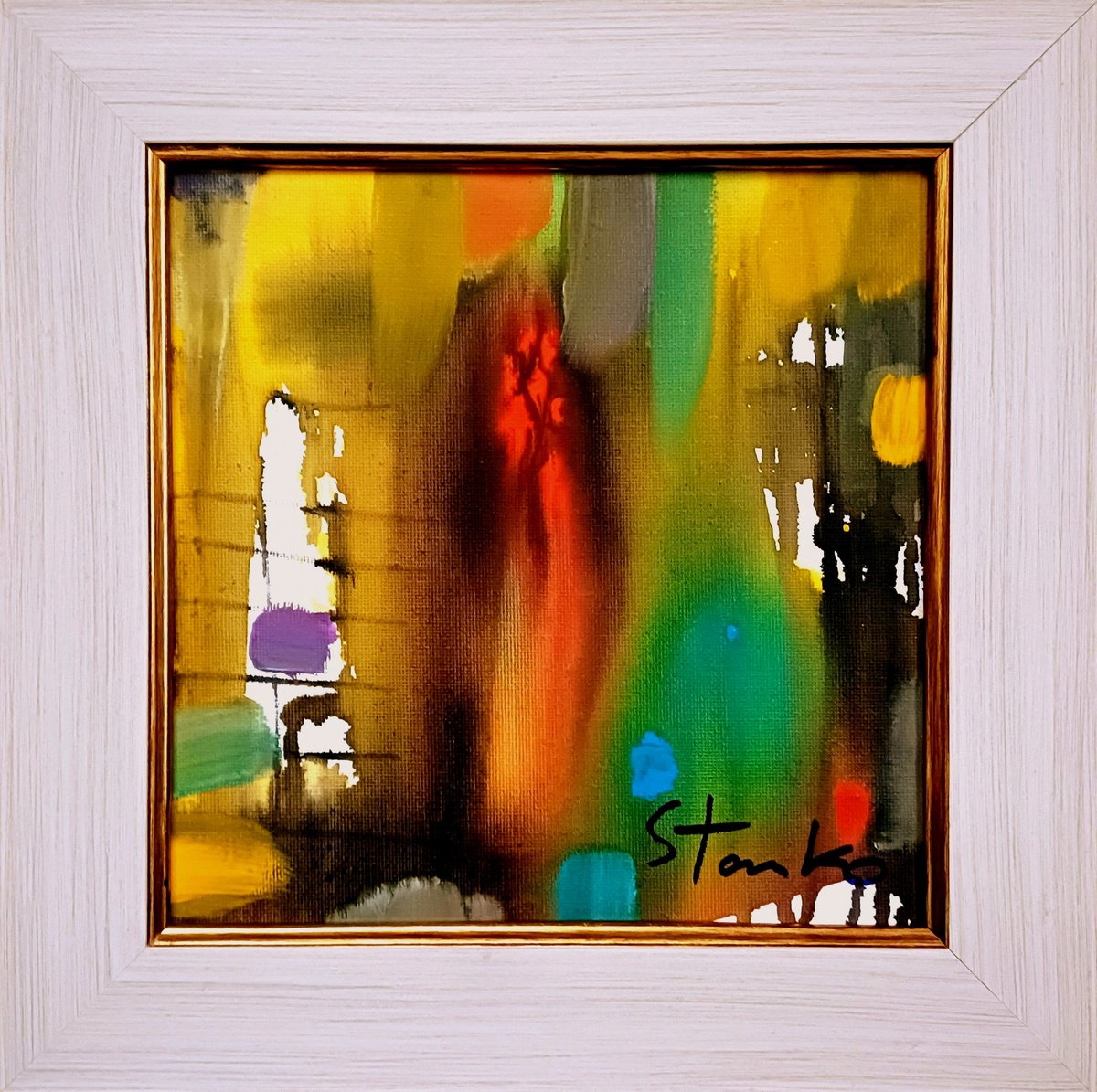 Abstract Acrylic Painting By Stanislav Bojankov, 11 X 11", Summer Rain-Viii, Original Artwork