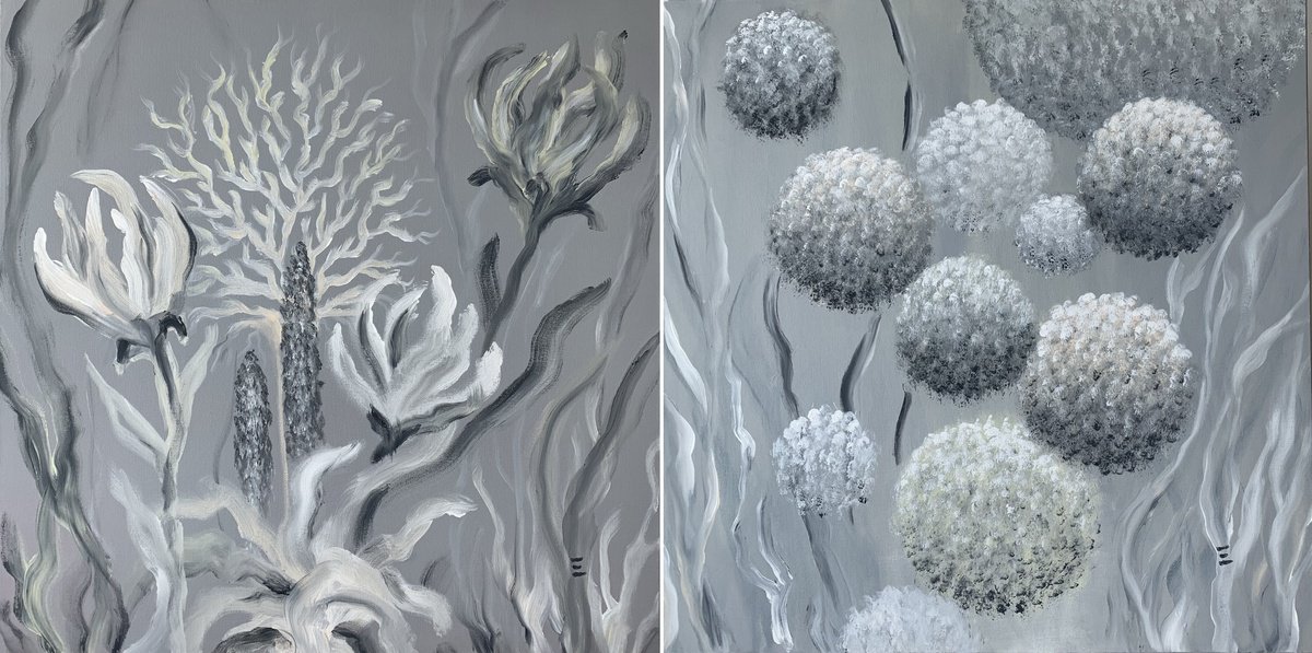 Impressionistic Botanical Acrylic Painting By Eliana Engler, 55 X 28, Flores Iii, Original Artwork