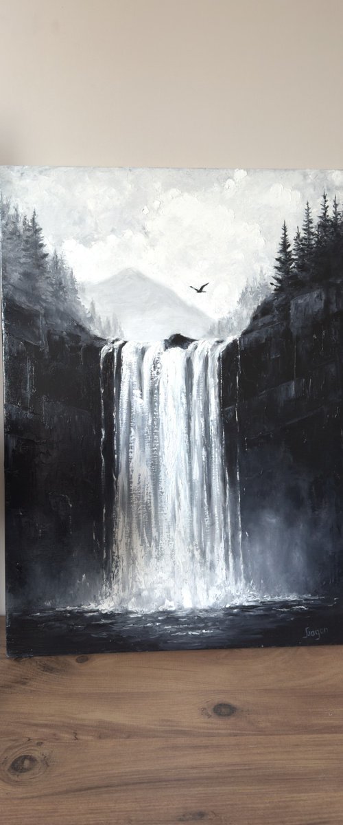 Waterfall black white (Trust) by Irina Magon