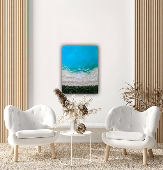 "Here on the beach - Serenity" ocean waves on the white sand beach