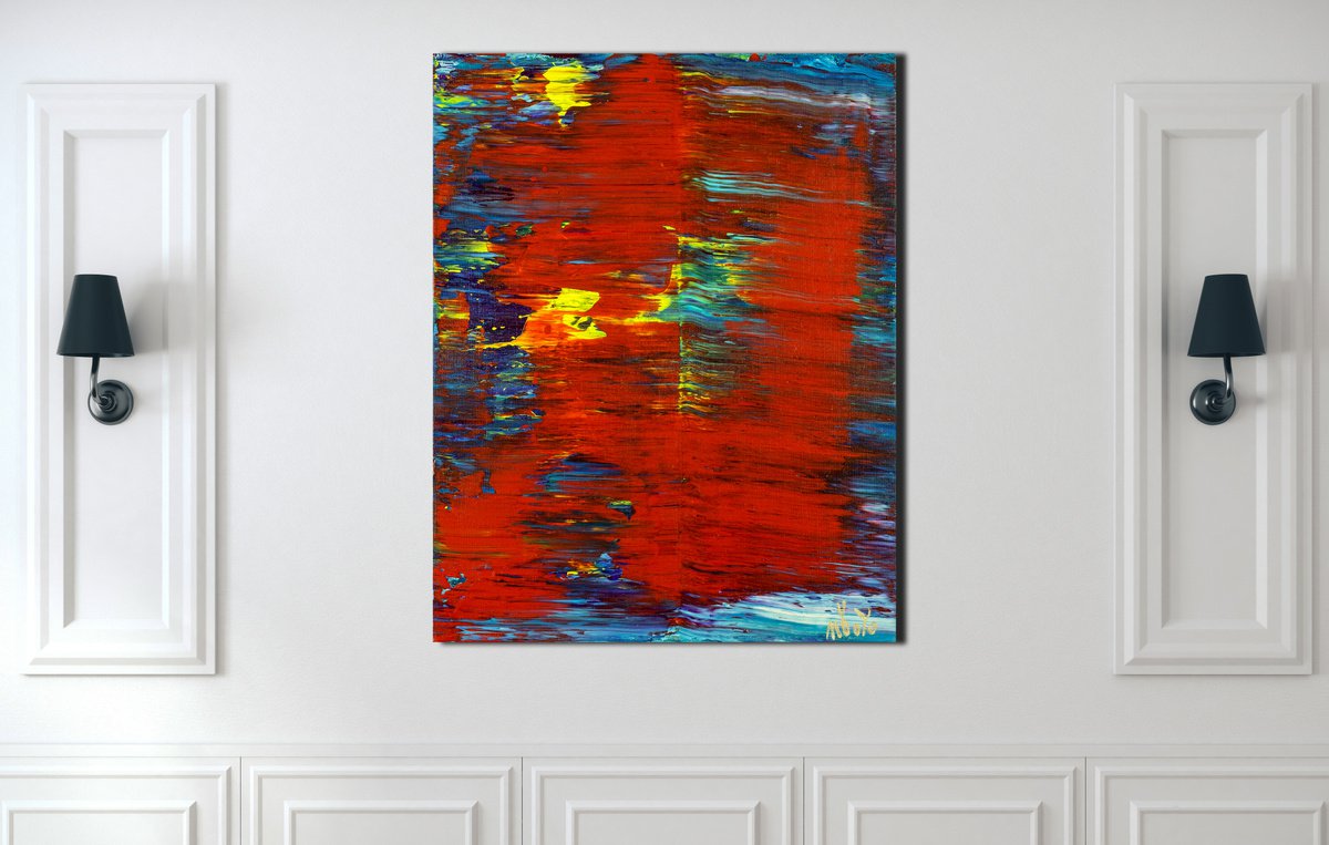 Abstract Acrylic Painting By Nestor Toro, 16 X 20", Split Panorama 5 (Action Divided), Original Artwork