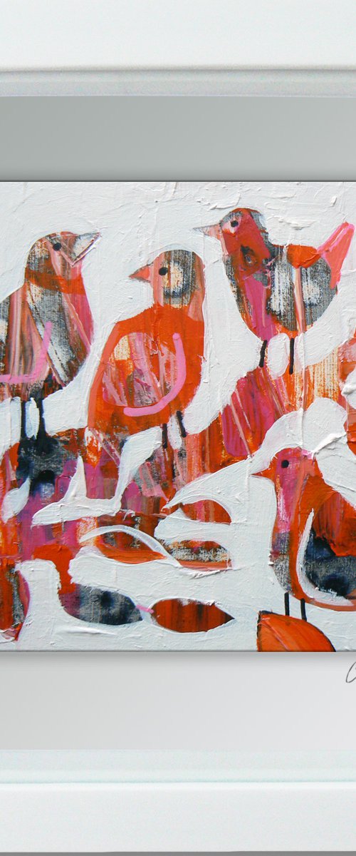 Framed ready to hang original painting - Fine feathered friends #4 by Carolynne Coulson