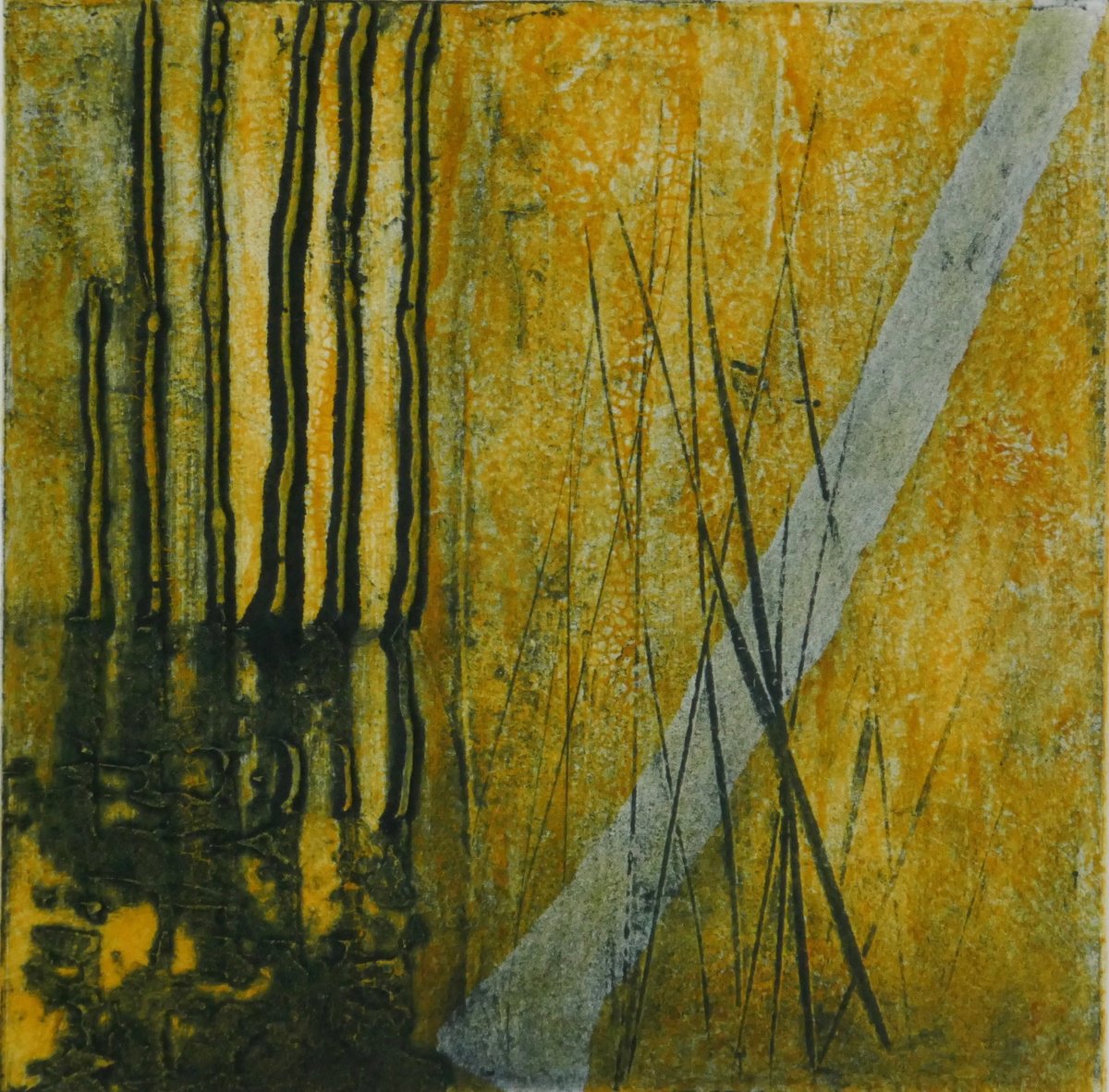 Expressive Landscape Limited Edition Print By Sue Roe, 9 X 9", Summer By The Lake, Original Artwork