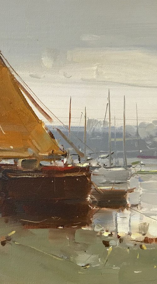 Sail Boat, Original oil painting, Handmade artwork, One of a kind by Vahe Yeremyan