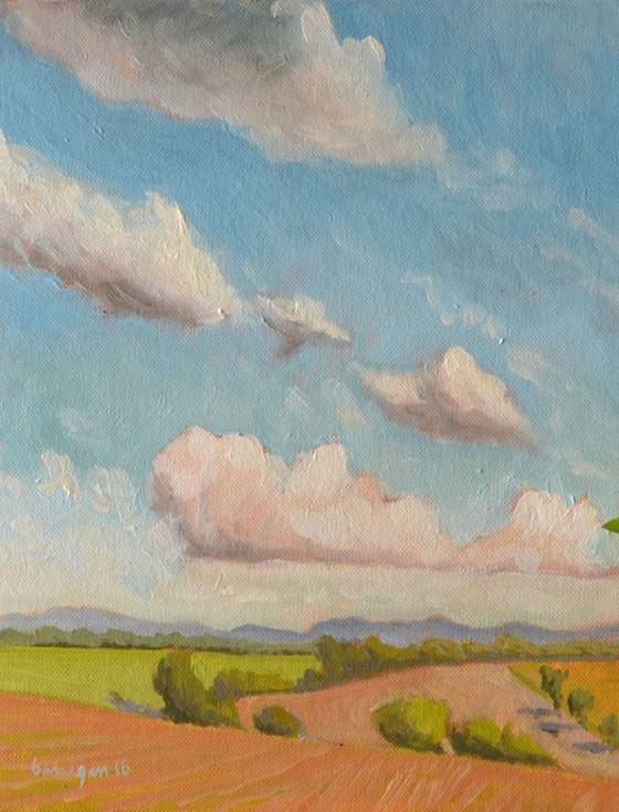 Autumn Clouds in the Umbrian Landscape Plein Air Italian Countryside Oil Painting