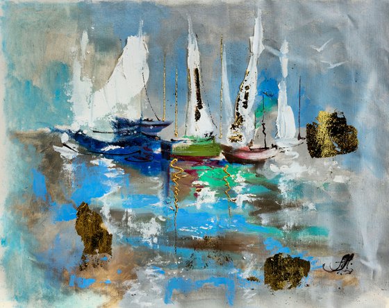 Artwork with yachts