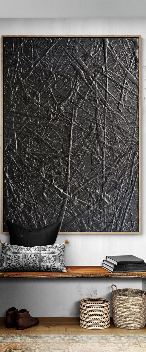 Blackest Magic 140cm x 100cm Textured Abstract Art by Franko