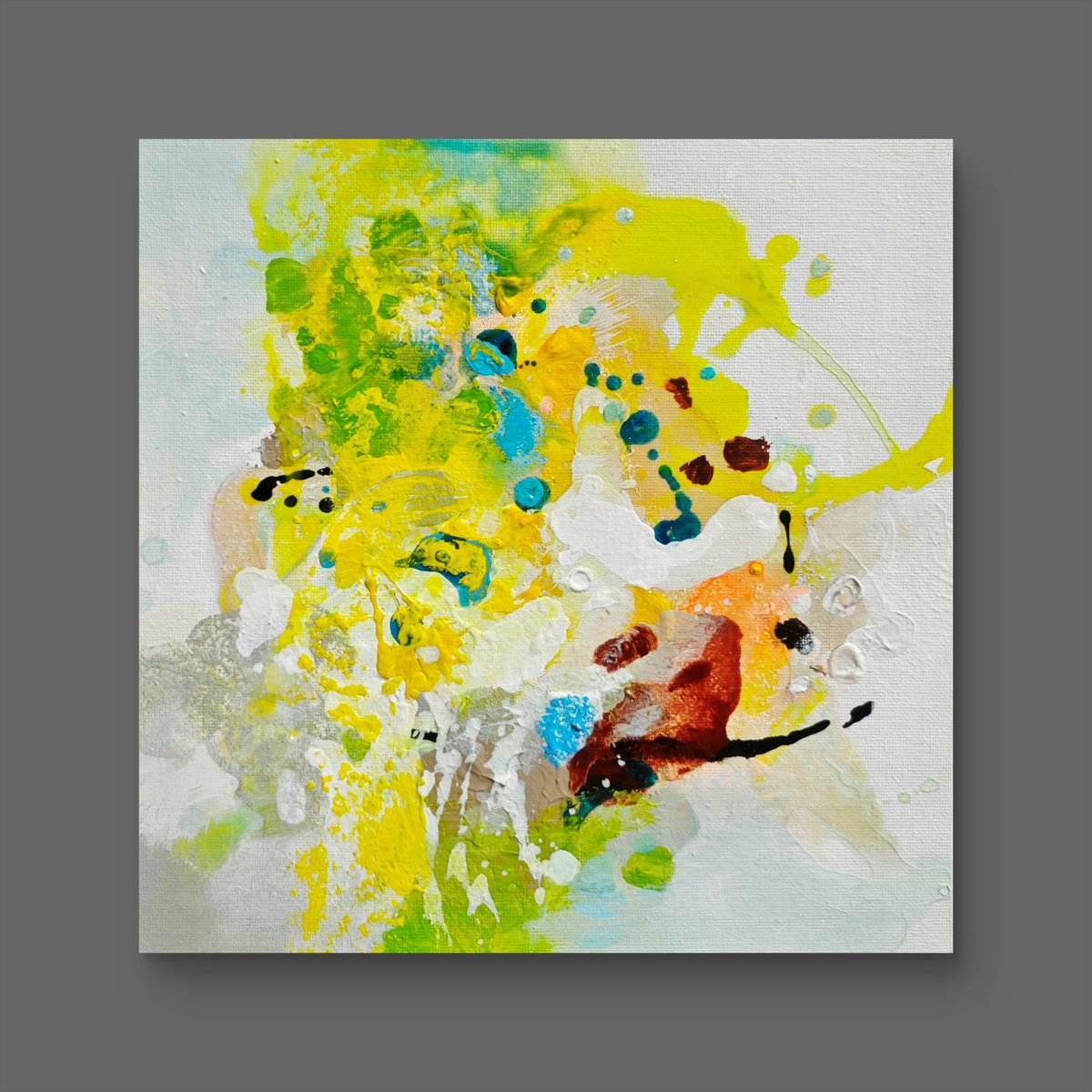 Abstract Acrylic Painting By Liang Hailun, 10 X 10", Tender Springlight N°4, Original Artwork
