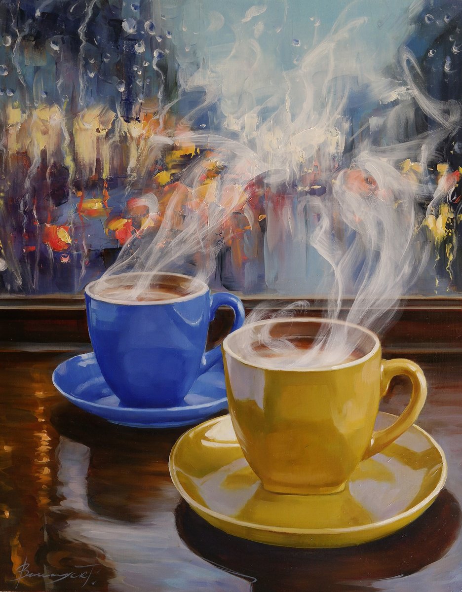 Impressionistic Still Life Oil Painting By Gennady Vylusk, 16 X 20, Cosy, Original Artwork