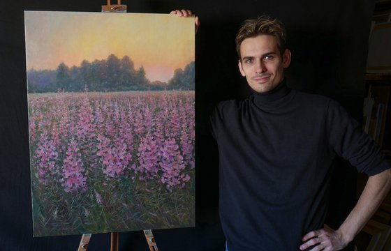 Sunset Over The Fireweed Field