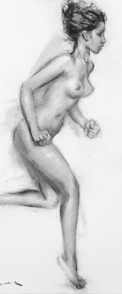 Charcoal drawing on paper "Nude" by Eugene Segal