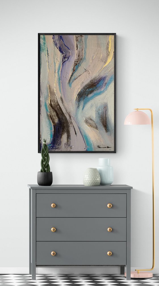 Abstract painting - "Summer waves" - Abstraction - Calm - Minimalism - Grey abstract