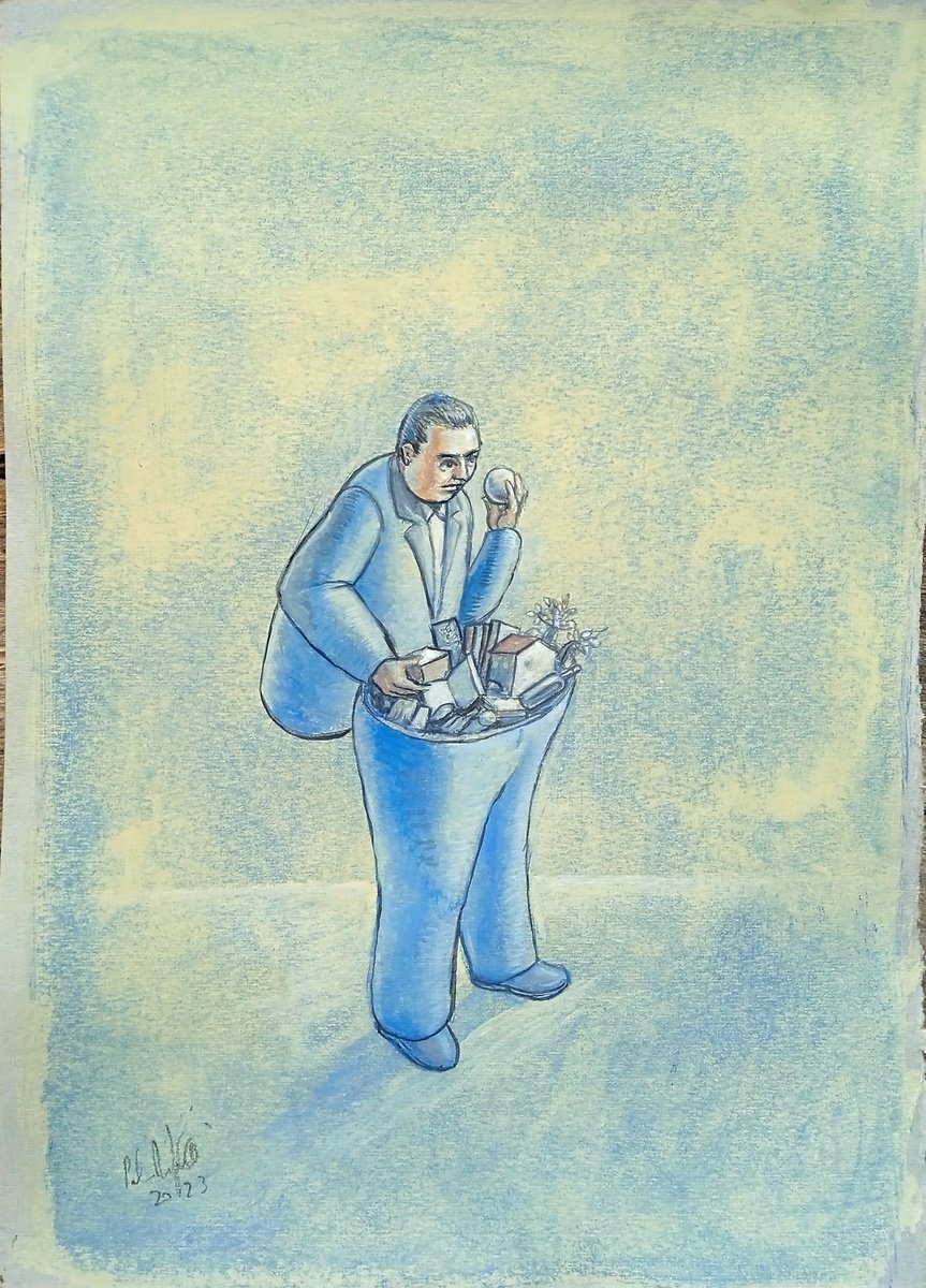 Illustrative Portrait Drawing By Paolo Beneforti, 10 X 14", The Guts, Original Artwork