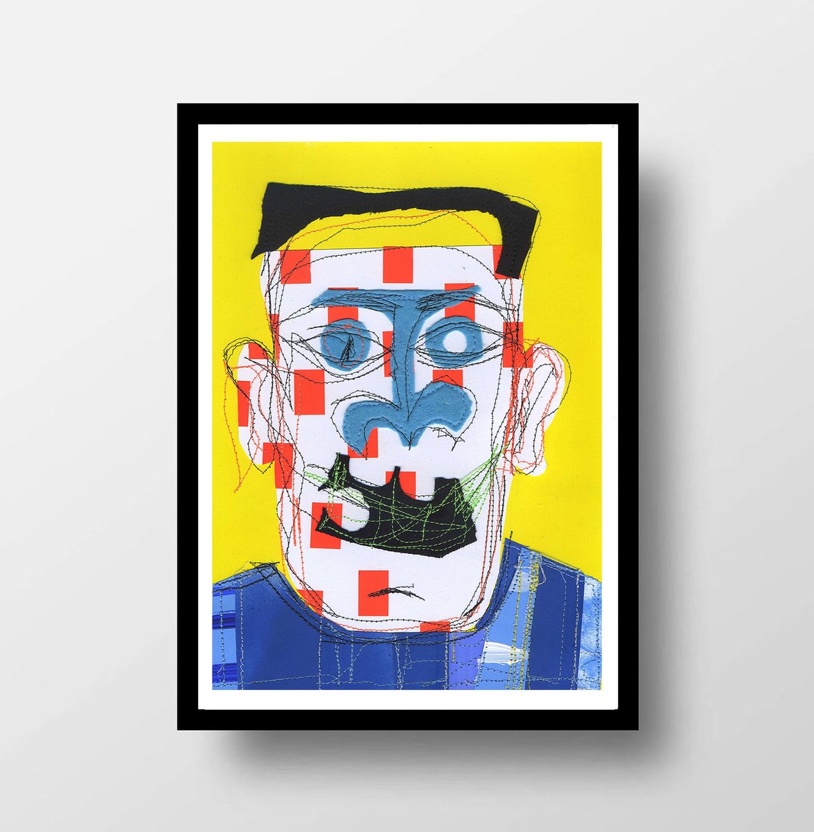 Expressive Portrait Collage By V. Lishko, 8 X 12", Portrait, Original Artwork