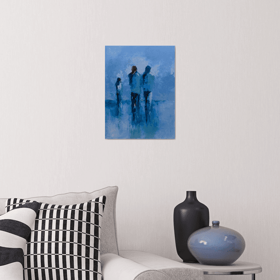 Abstract artwork with peoples figure. Figurative art