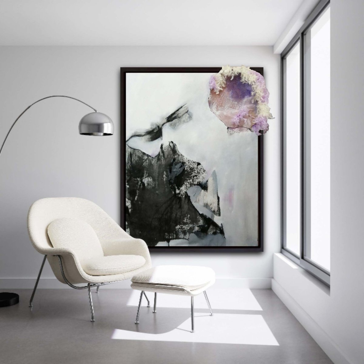 Organic Abstract Acrylic Painting By Gugi Goo, 47 X 61, In Paris, Las Ultimas Canciones, Original Artwork