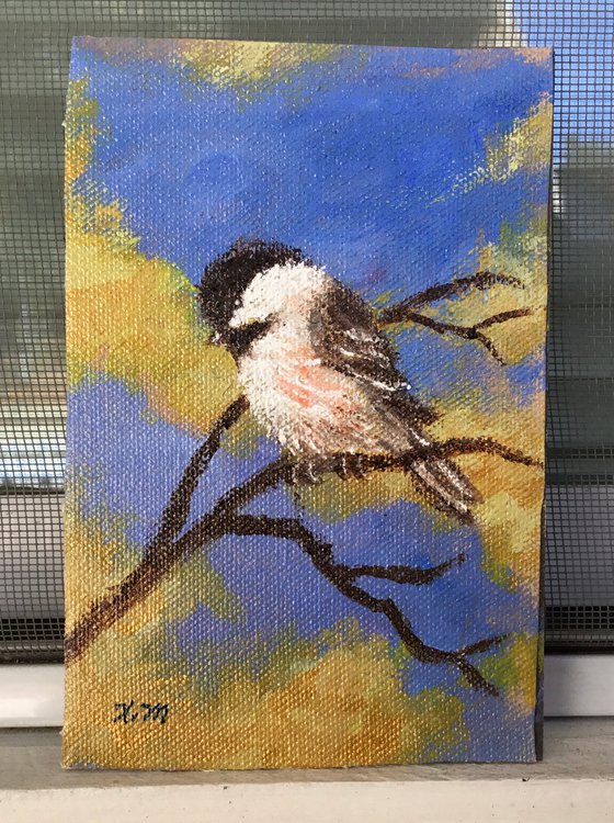 CHICKADEE # 49 - acrylic 6X4 inches (SOLD)