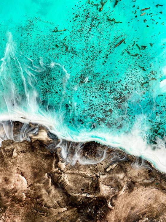 Ocean Resin Art on Wood