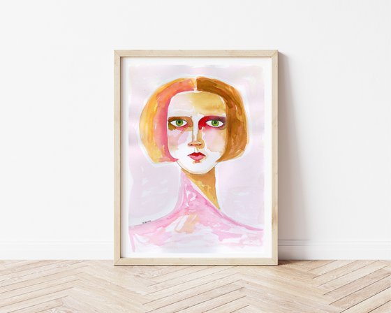 Pink Lady Watercolour