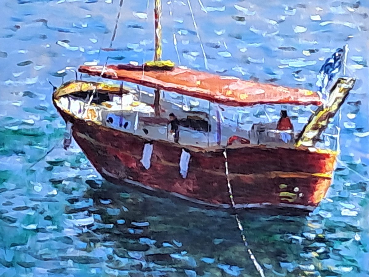  Red Boat By Dimitris Voyiazoglou, 20 X 17, Artwork For Sale On Artfinder