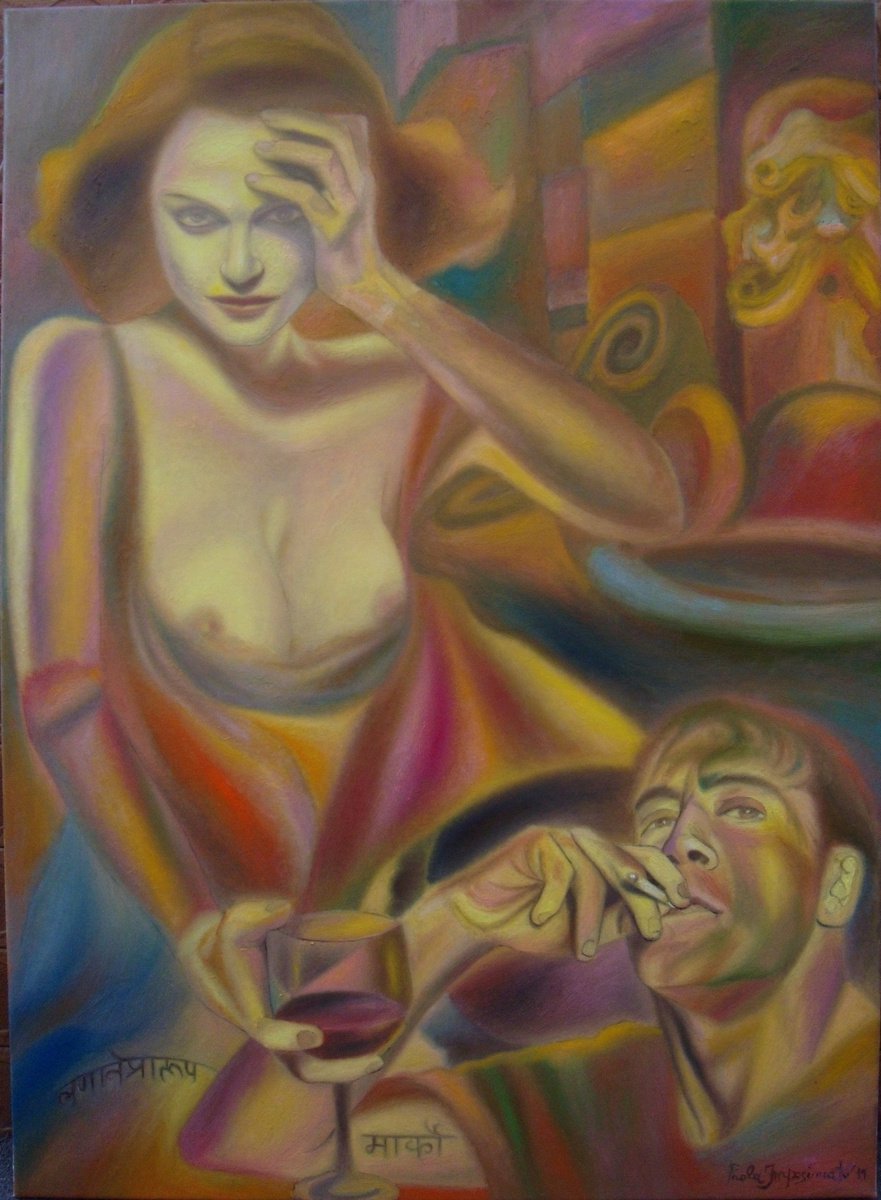 Expressive Portrait Oil Painting By Paola Imposimato, 36 X 48", After The Show, Original Artwork
