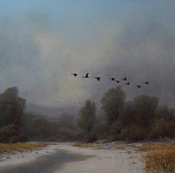 Geese on the run.