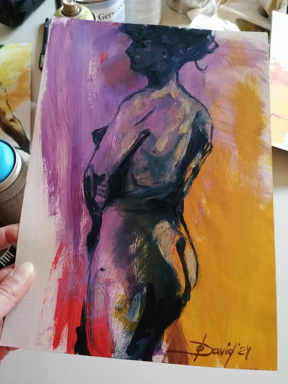 Nude-study women oil on paper