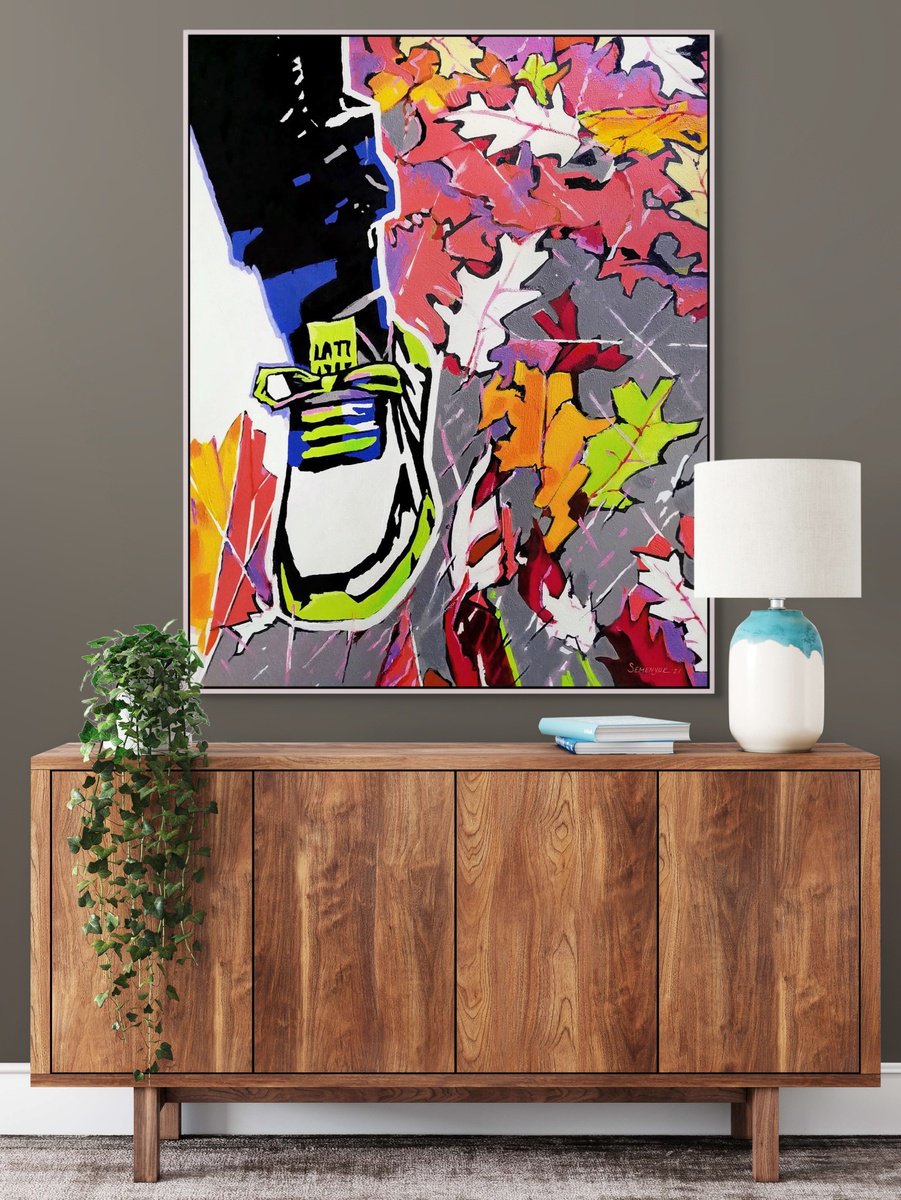  Walking Through Autumn Leaves By Evgen Semenyuk, 31 X 39, Artwork For Sale On Artfinder