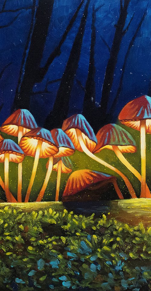 Night light glowing mushrooms by Yue Zeng