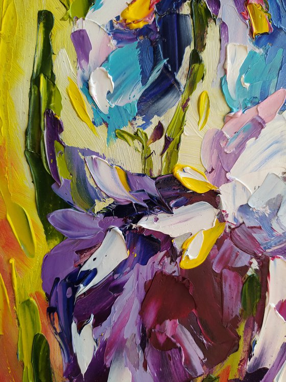 Irises - flowers, oil painting, irises flowers, gift idea