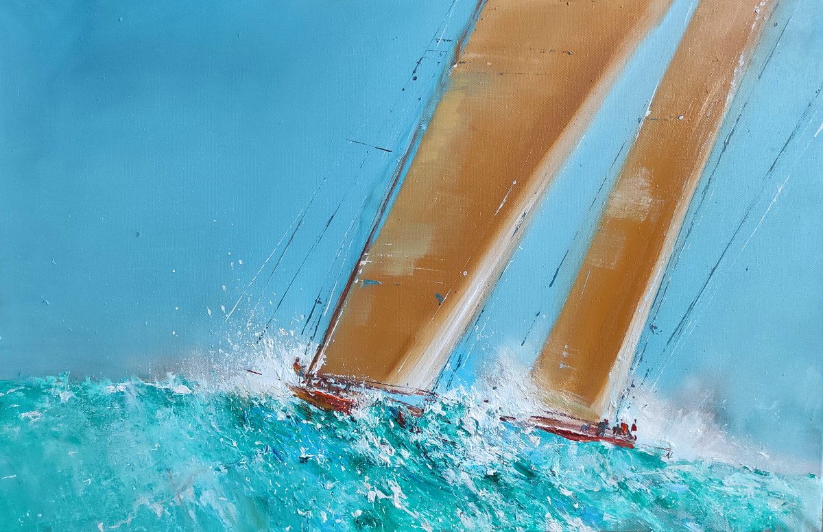 Yachts at sea by Dmitrii Ermolov