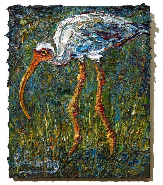 Original Oil Painting Bird Abstract