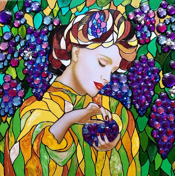 Woman and grape