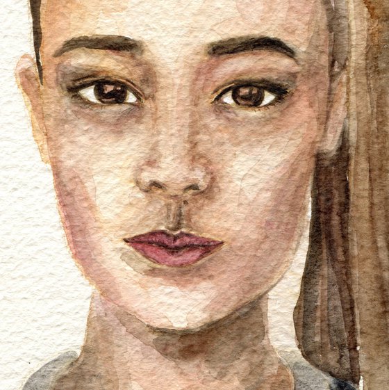 Watercolor girl's portrait