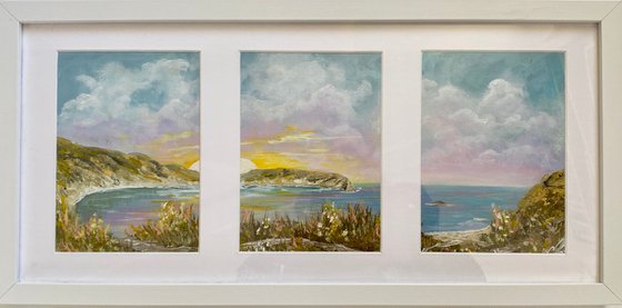 Framed Triptych of Lulworth Cove