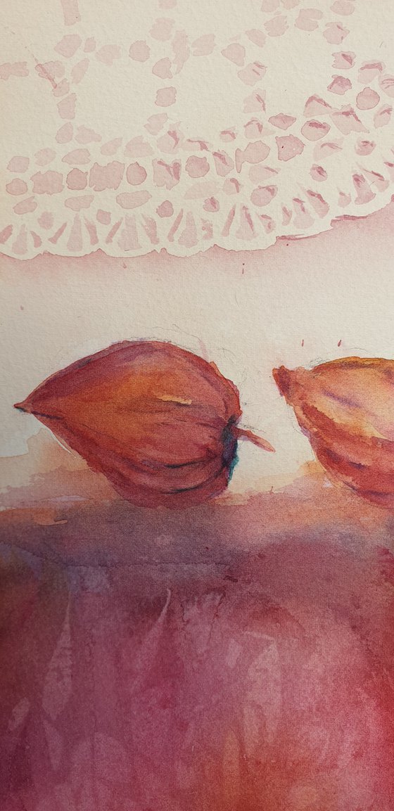 I LIKE AUTUMN . PHYSALIS original watercolour 53x23 2019.069