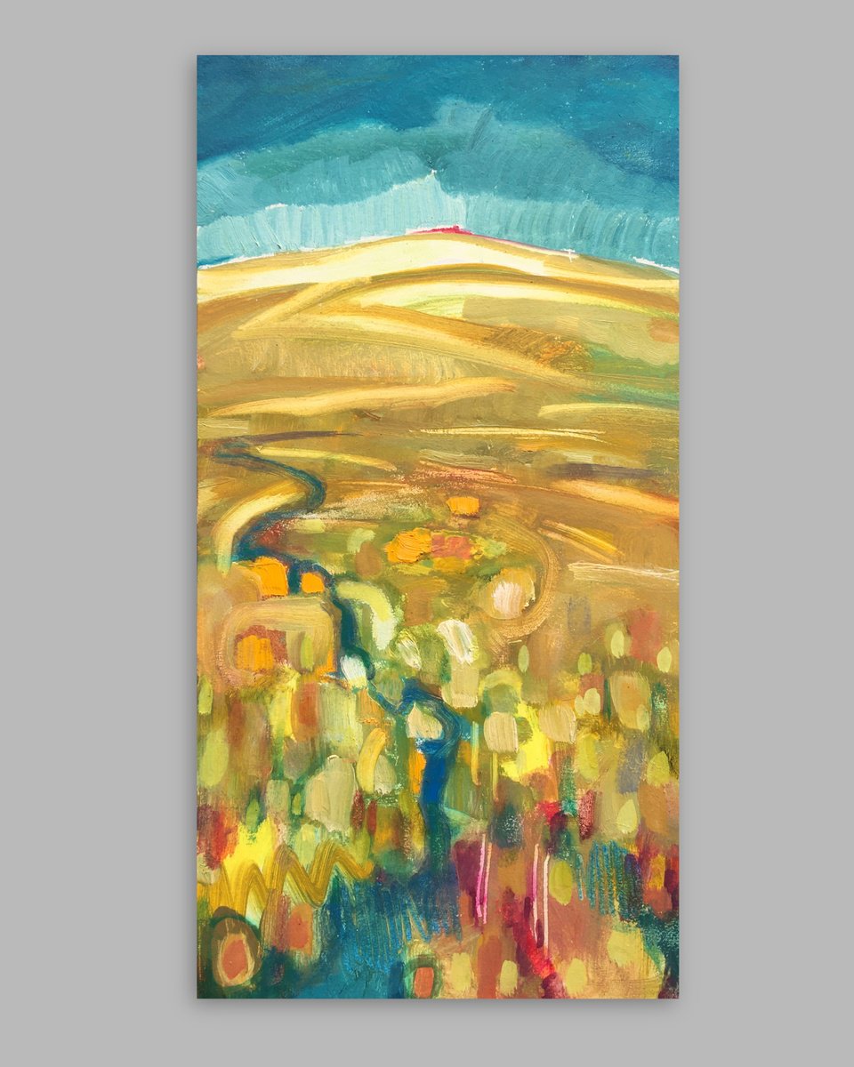 Impressionistic Landscape Oil Painting By Guy Pickford, 12 X 23, When The Sun Shines, Original Artwork