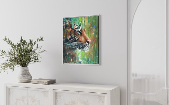 Kenzo - Tiger Oil Painting On Canvas - Unframed 61cm x 51cm