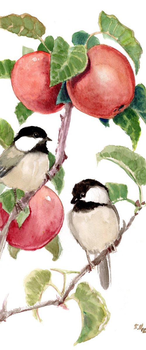 Chickadees and Apples by Suren Nersisyan