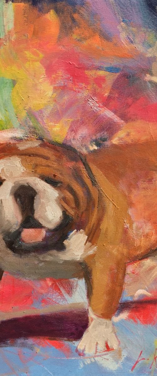 Bulldog painting English bulldog by Leo Khomich