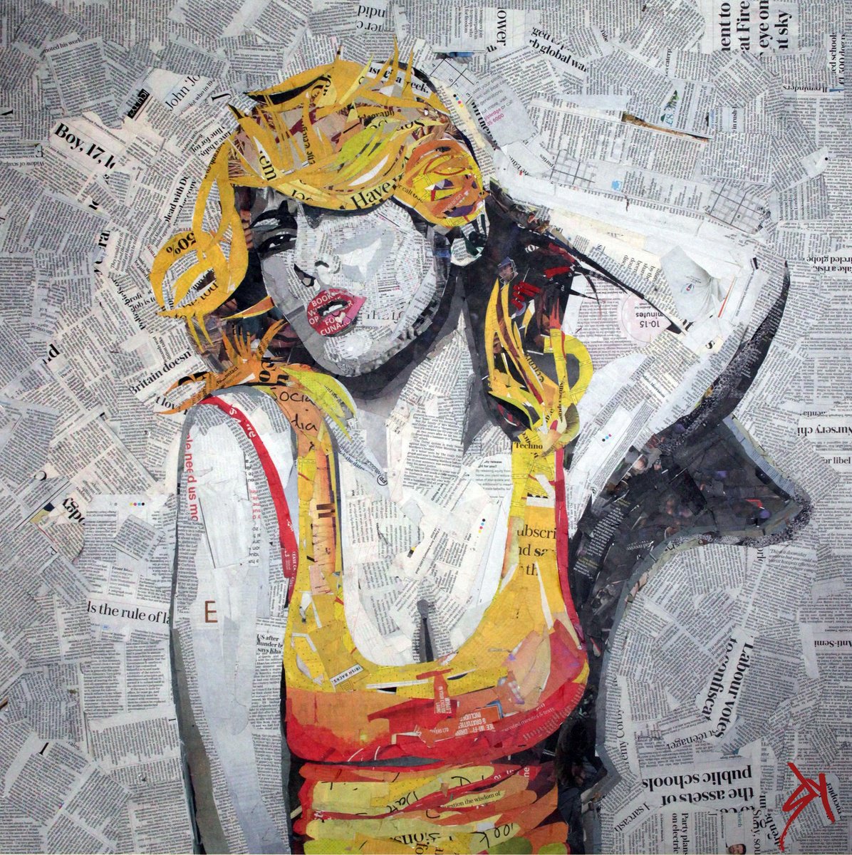 Portrait Painting By Juan Sly, 31 X 31", Scarlett Johansson., Original Artwork