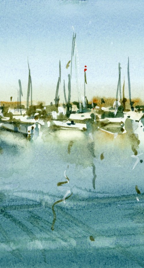 Sailboats in the port. by Tatyana Tokareva