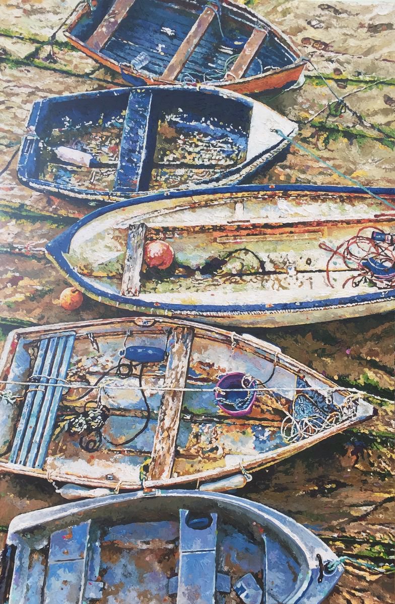 Study of 5 boats at St Ives by Paul Williams
