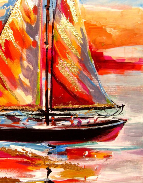 Sailboat with gold