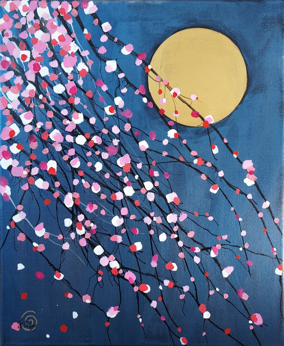  Sous La Lune En Fleurs By Axelle Biltgen, 15 X 18, Artwork For Sale On Artfinder