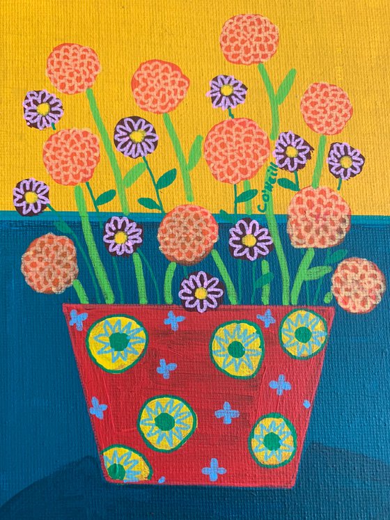 Red and Yellow Flower Pot