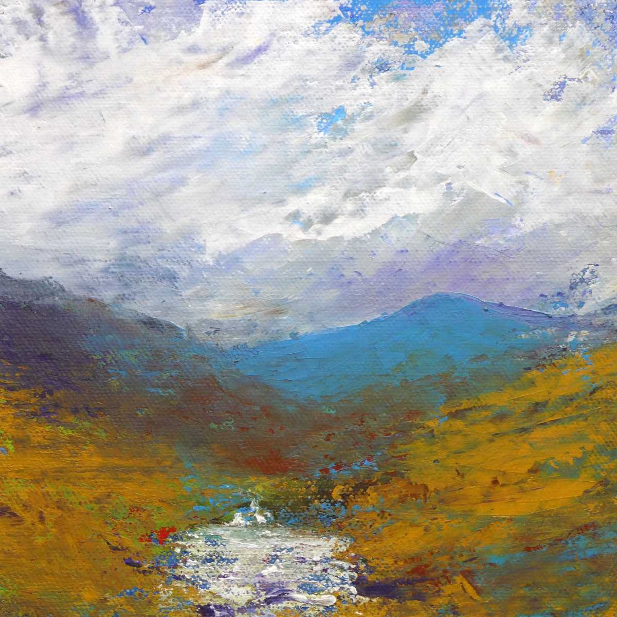 Impressionistic Landscape Acrylic Painting By Oconnart, 10 X 10", Bracken Burn, Original Artwork