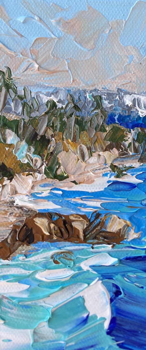 Palms, Rocks, Beach by Guzaliya Xavier